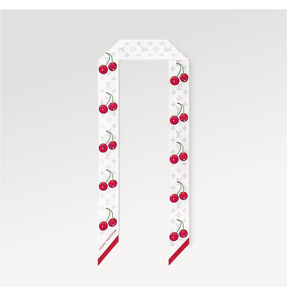 Louis Vuitton x TM Monogram Cerise Bandeau White and Red Cherry Scarf